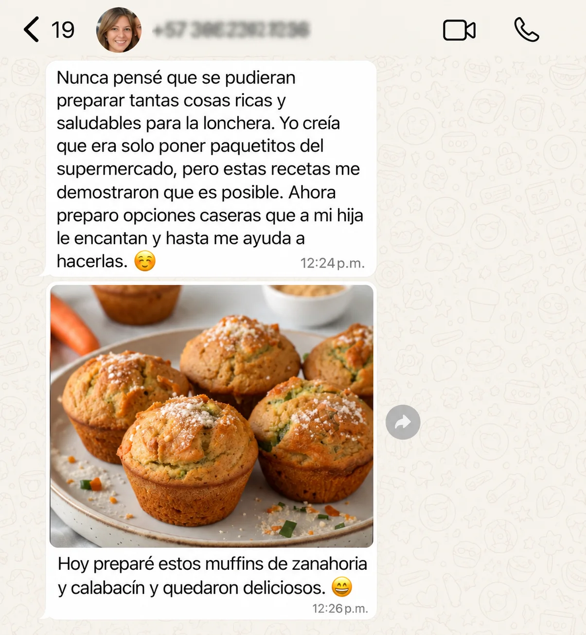 Testimonio de Carolina: muffins de zanahoria y calabacín