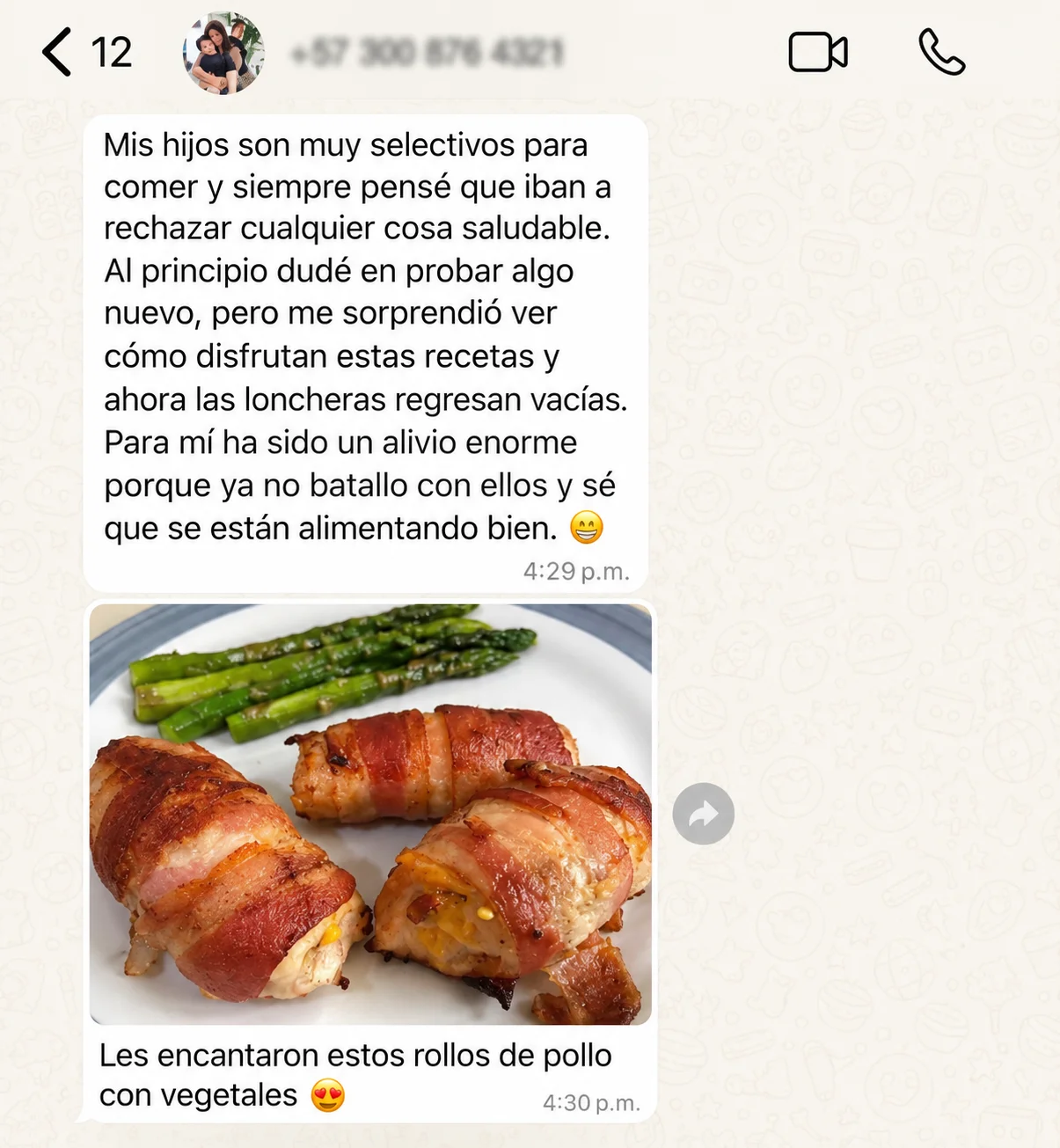 Testimonio de Cecilia: rollos de pollo con vegetales