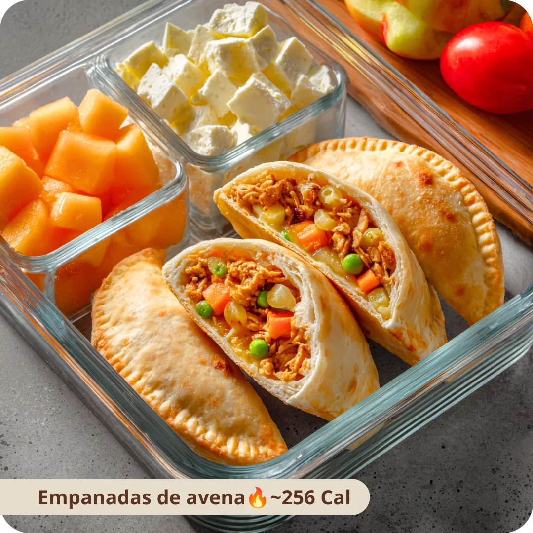 Empanadas de avena rellenas de pollo y verduras