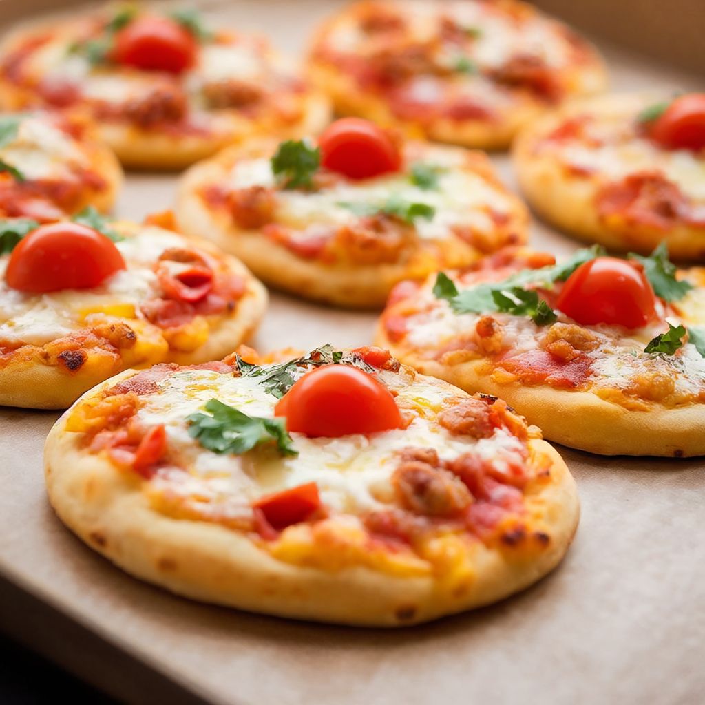 Minipizzas caseras con queso, tomate y perejil